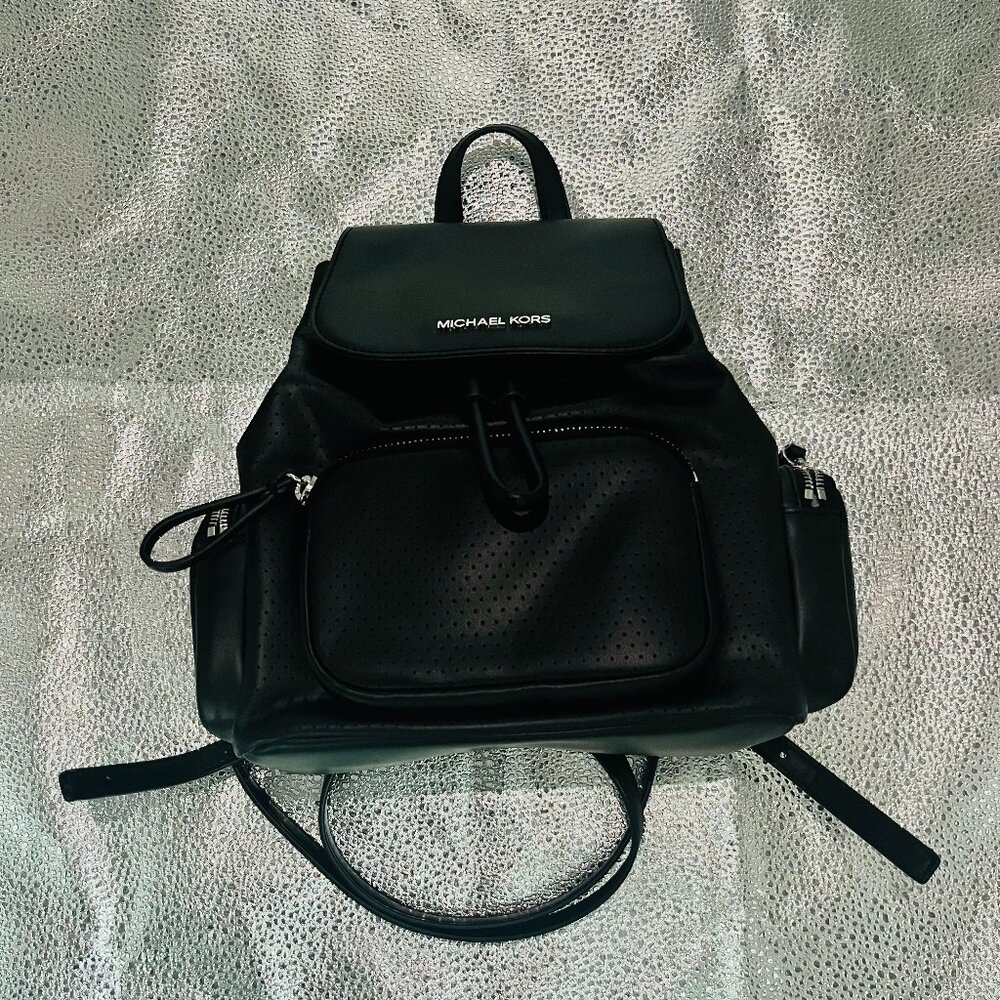 Michael Kors Backpack olive green  Womens Abbey Medium Perforated Leather NWT